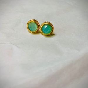 Gold Green Jade Fashion Earrings